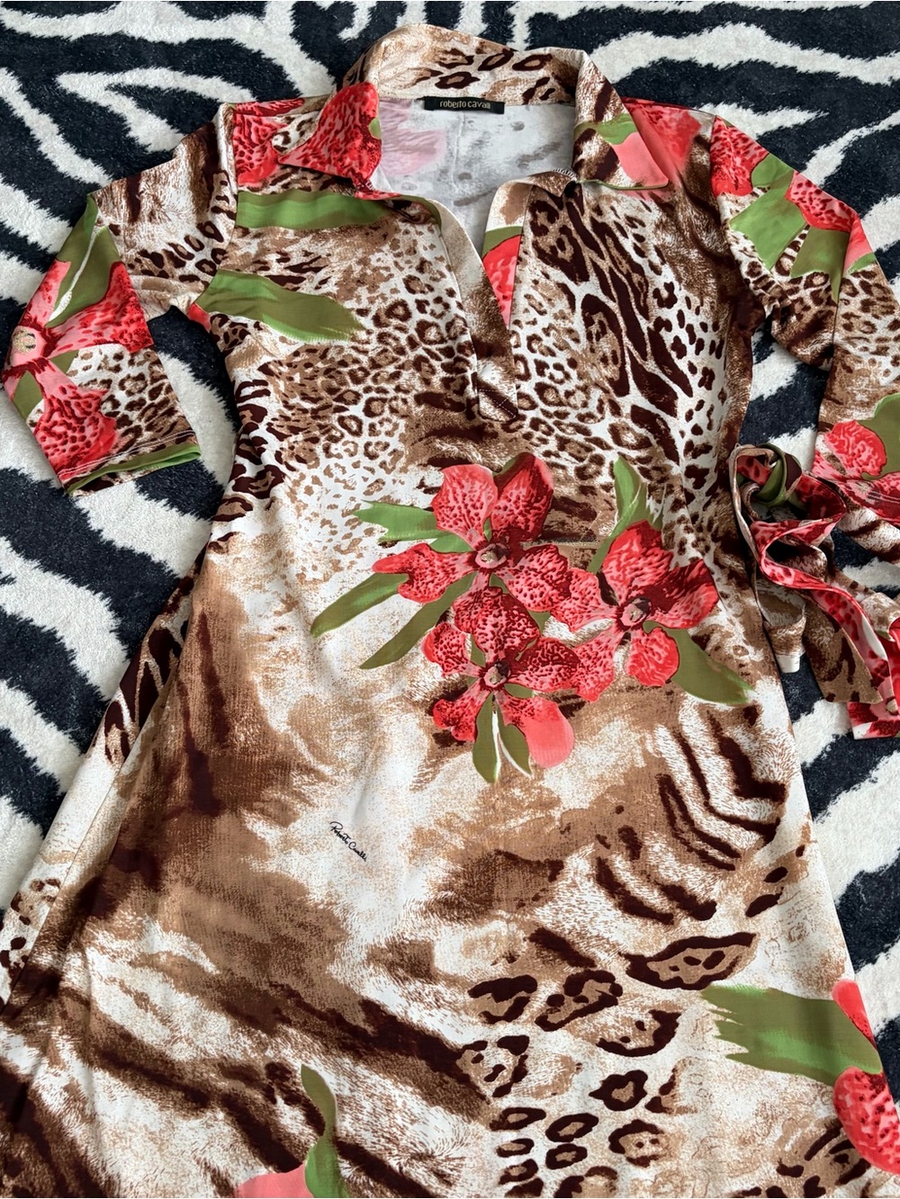 Vintage Roberto Cavalli Orchid Animal Print Dress - Picture 9 of 13